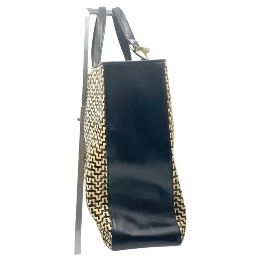 Vintage - Carolee Weave Leather Tote Handbag